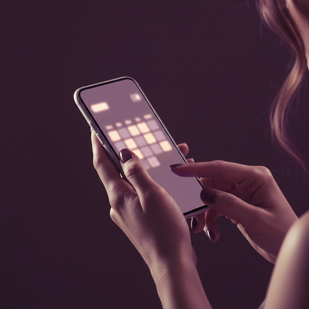Close-up de manos con smartphone mostrando interfaz de reservas